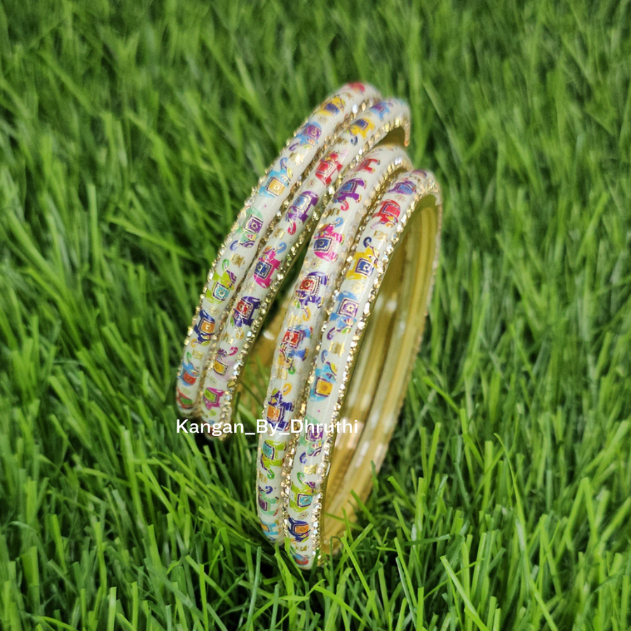 Multicolour Elephant Printed Glass Kada