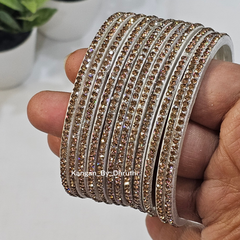 White Colour Amulya Stone Glass Bangles
