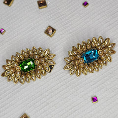 Blue and Green Designer Saree Brooch Combo