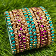 Teal-Rani Pink Semi-Bridal Set