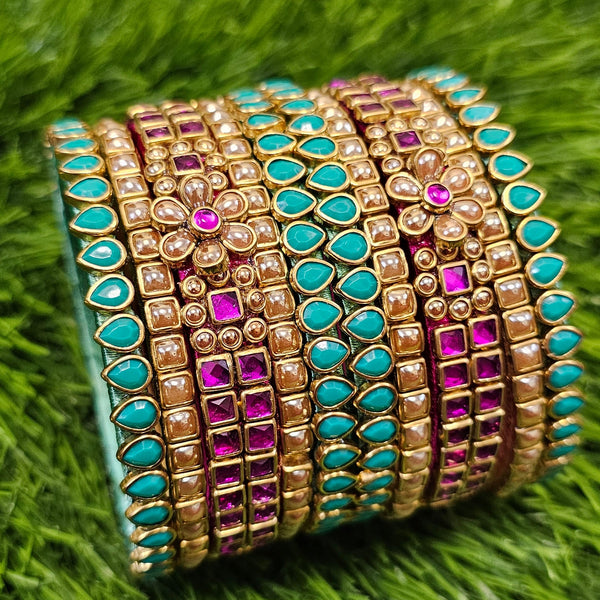 Teal-Rani Pink Semi-Bridal Set