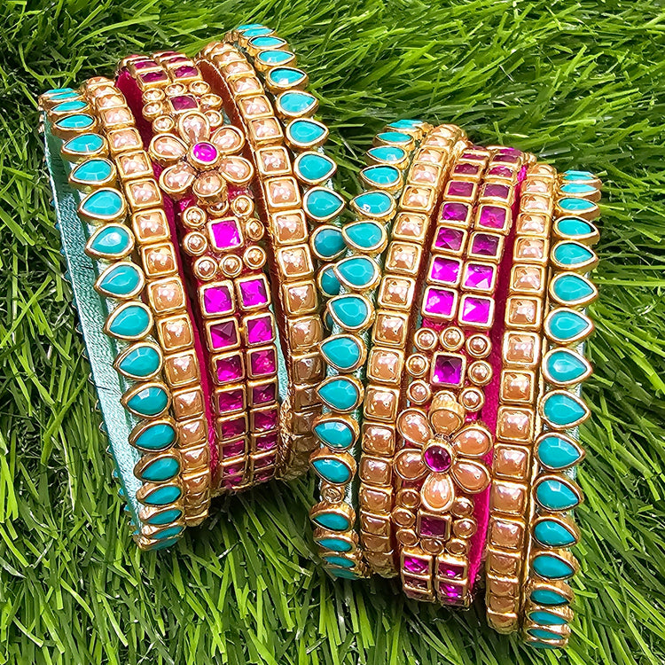 Teal-Rani Pink Semi-Bridal Set