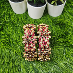Red flower Kada Bangle