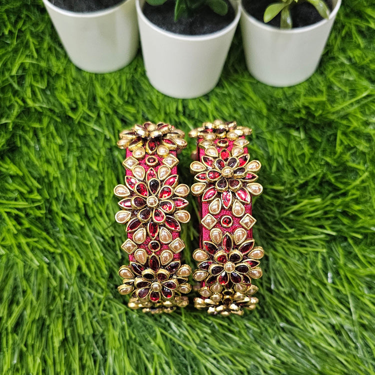 Red flower Kada Bangle