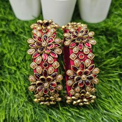 Red flower Kada Bangle