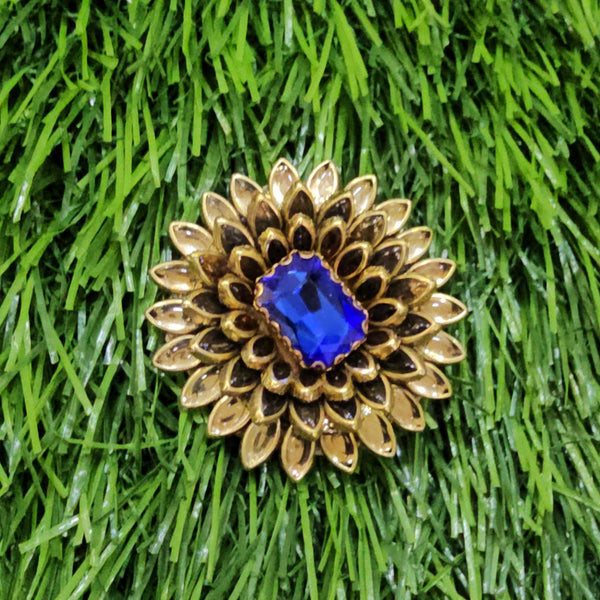 Royal Blue Crystal Saree Brooch