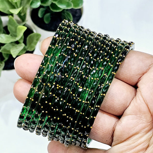 Dark Green RainDrop Glass Bangles