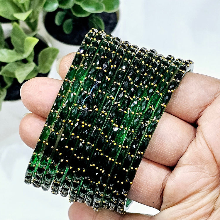 Dark Green RainDrop Glass Bangles