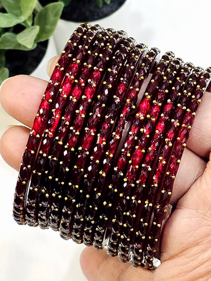 Maroon OG RainDrop Glass Bangles
