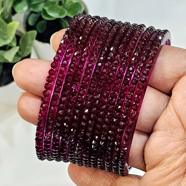 Wine Colour Ananya Crystal Glass Bangles