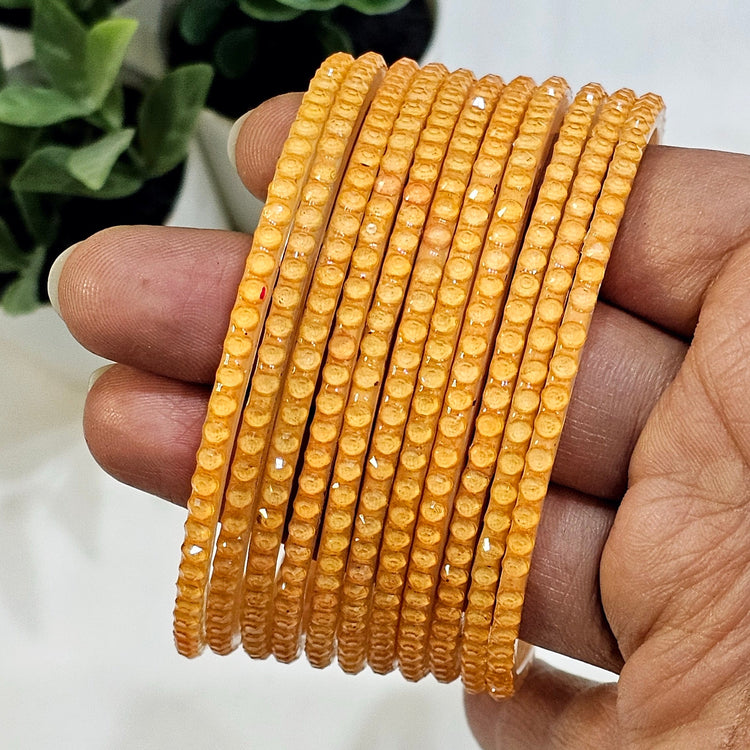 Peach Ananya Crystal Glass Bangles