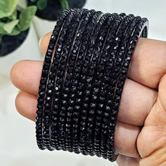 Black Ananya Crystal Glass Bangles