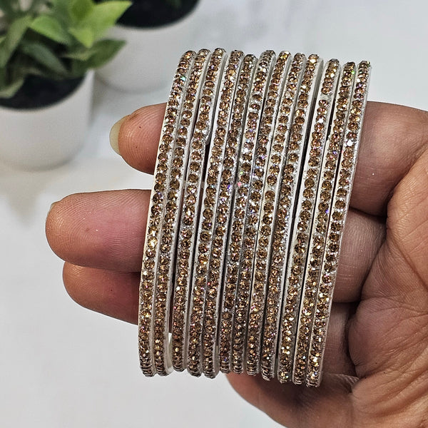 White Colour Amulya Stone Glass Bangles