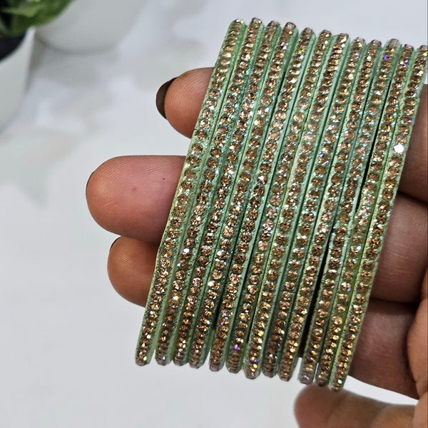 Pista colour Amulya Stone Glass Bangles