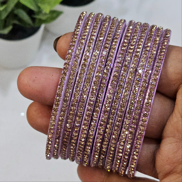 Lavender colour Amulya Stone Glass Bangles