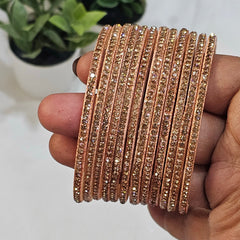 Peach colour Amulya Stone Glass Bangles
