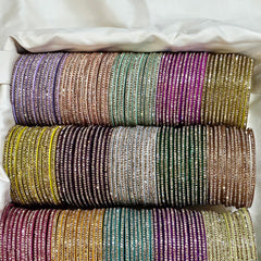 Peach colour Amulya Stone Glass Bangles