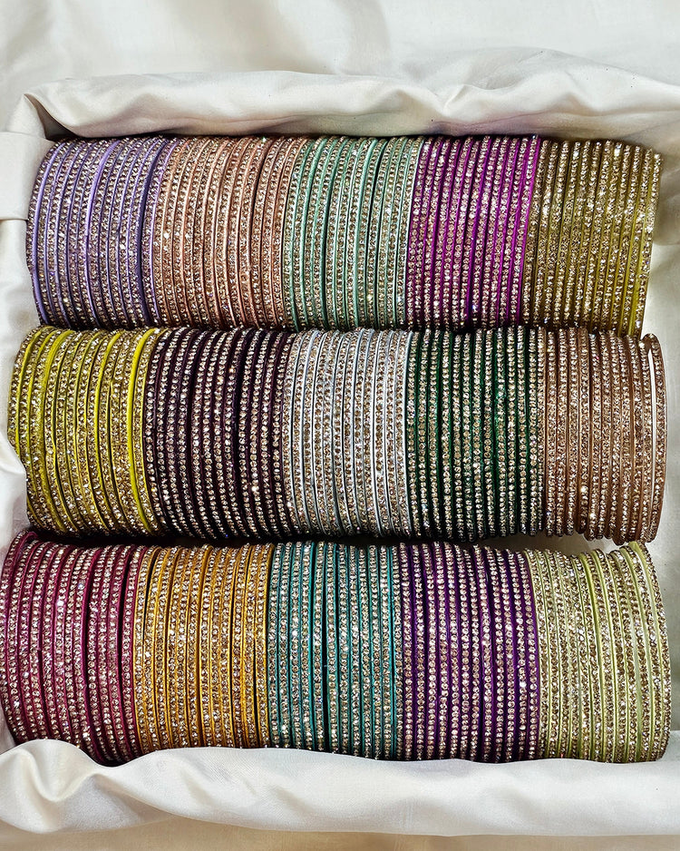 Peach colour Amulya Stone Glass Bangles