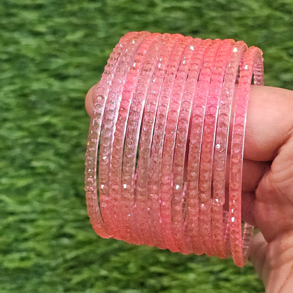 Baby pink Ananya Crystal Glass Bangles