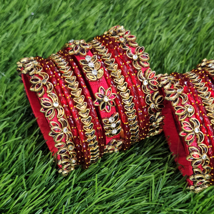 Mandara Red Lotus-Gold Floral Set