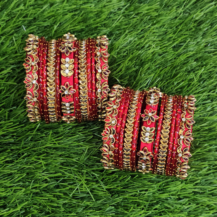 Mandara Red Lotus-Gold Floral Set