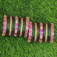 Rani Pink Lotus And Dark Green Floral Set