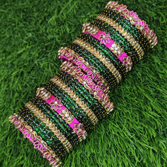 Rani Pink Lotus And Dark Green Floral Set