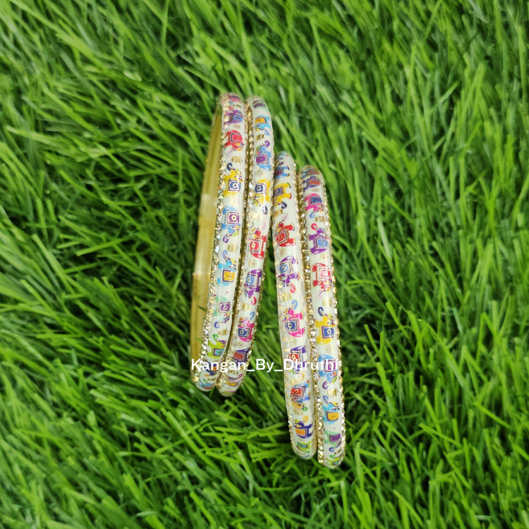 Multicolour Elephant Printed Glass Kada