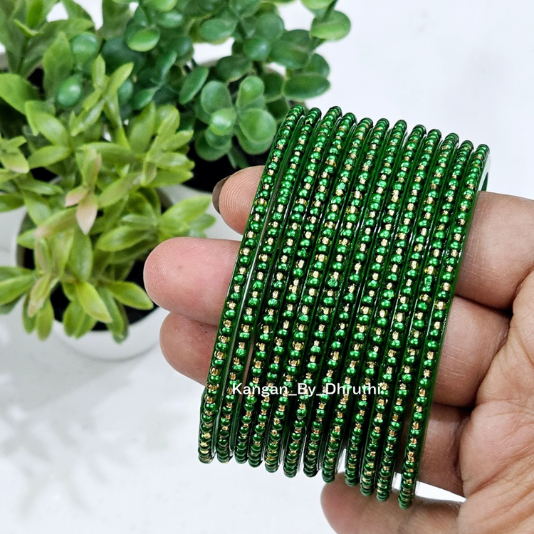 Dark Green Colour Tara Pearl Glass Bangles