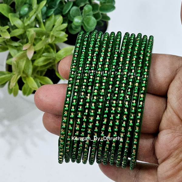 Dark Green Colour Tara Pearl Glass Bangles
