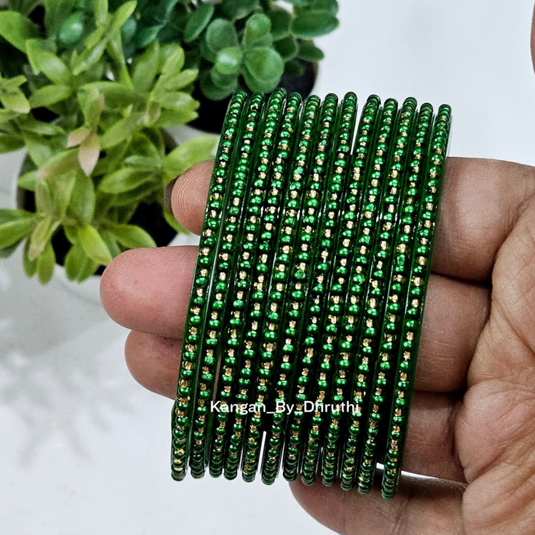 Dark Green Colour Tara Pearl Glass Bangles