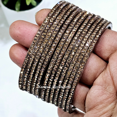 Antic Coffee Colour Amulya Stone Glass Bangles