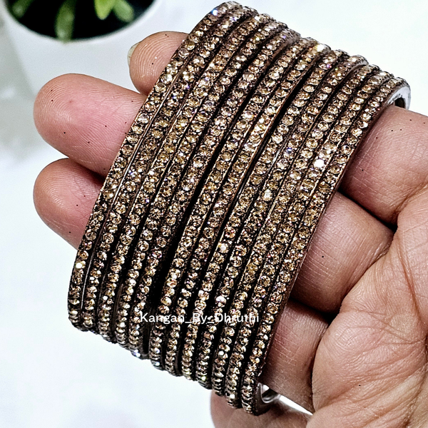 Antic Coffee Colour Amulya Stone Glass Bangles