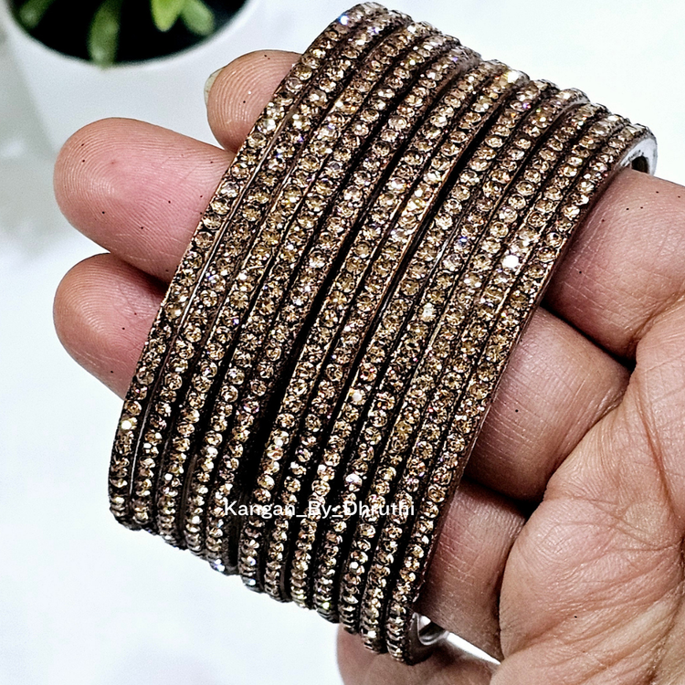 Antic Coffee Colour Amulya Stone Glass Bangles