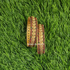 Antic Gold Lakshmi with Red and Green stones- Gold Plated Kada Bangles3