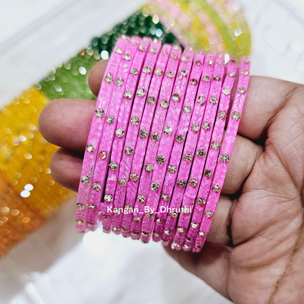 Baby Pink Colour Aarna Glass Bangles
