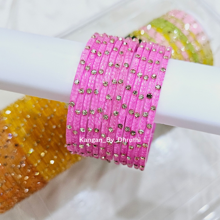 Baby Pink Colour Aarna Glass Bangles1
