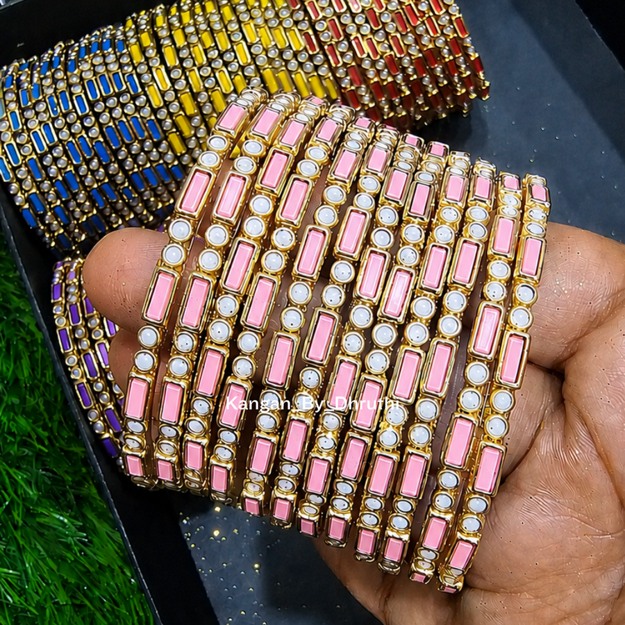 Baby Pink Colour Kamala Glass Bangles