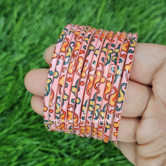 Baby Pink Raaga Printed Glass Bangles