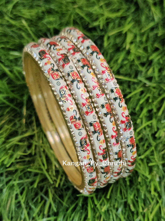 Black&Red Elephant Printed Glass Kada1