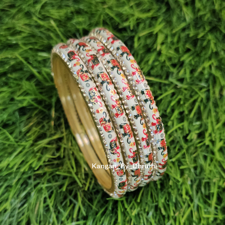 Black&Red Elephant Printed Glass Kada1