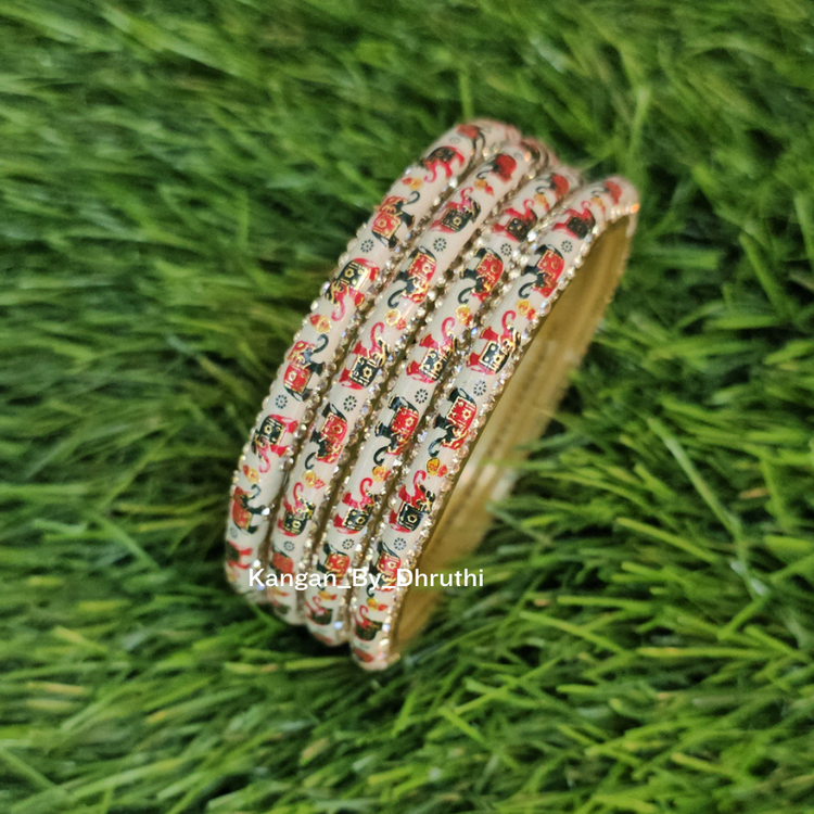 Black&Red Elephant Printed Glass Kada2