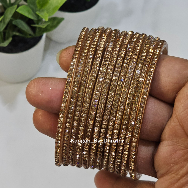 Copper Colour Amulya Stone Glass Bangles