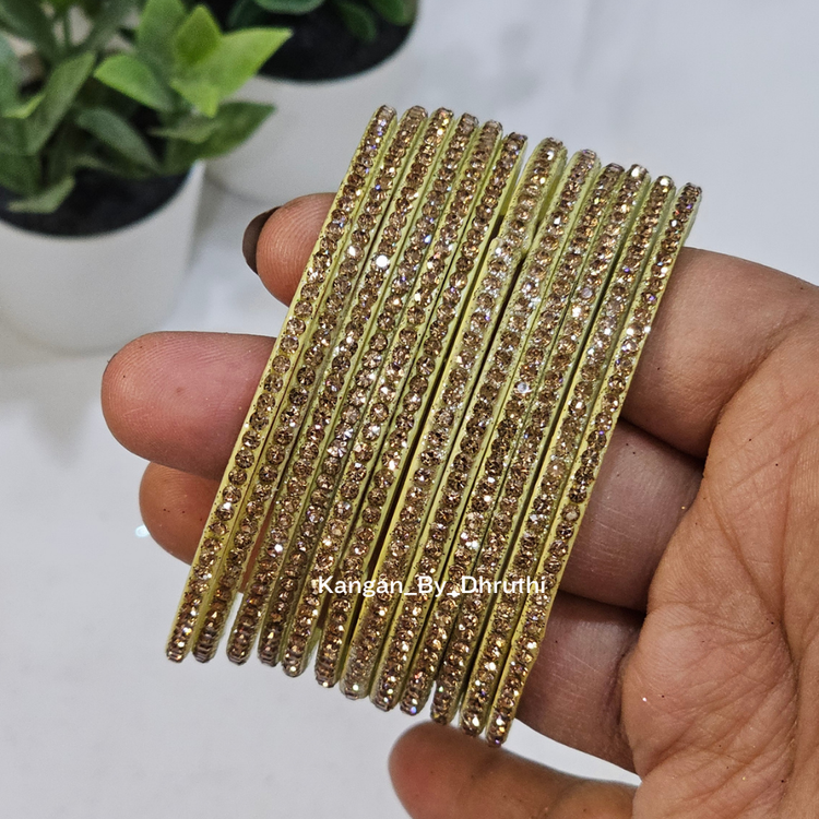 Cream Colour Amulya Stone Glass Bangles