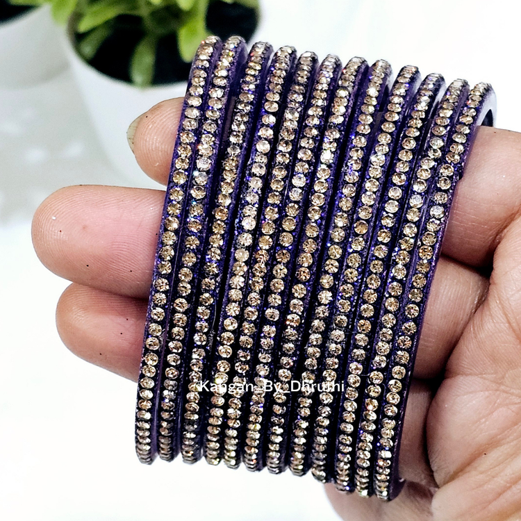 DarkBlue Colour Amulya Stone Glass Bangles
