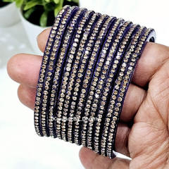DarkBlue Colour Amulya Stone Glass Bangles1