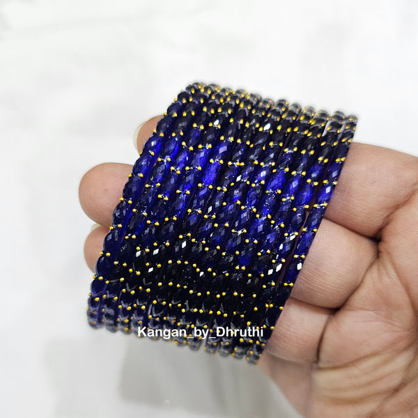 Dark Blue RainDrop Glass Bangles