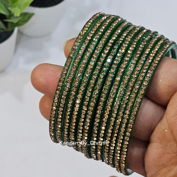 DarkGreen Colour Amulya Stone Glass Bangles1