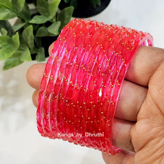 Dark Gajari Raindrop Glass Bangles