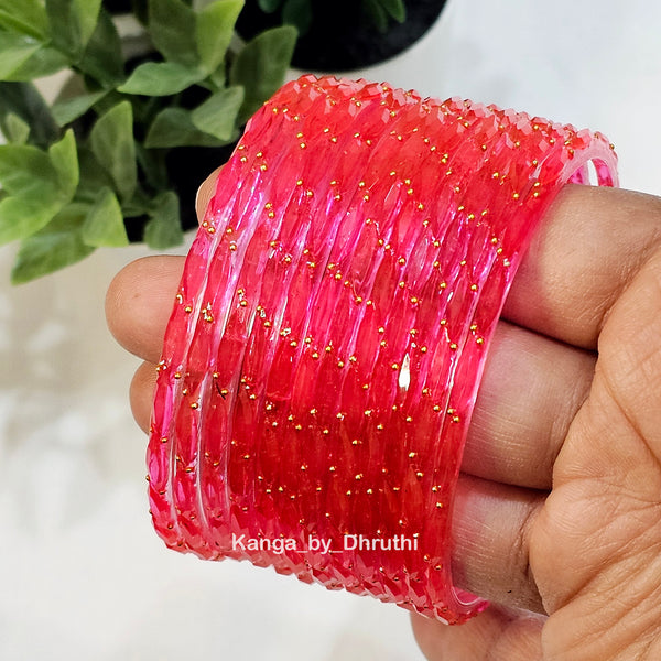 Dark Gajari Raindrop Glass Bangles